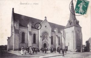 Dans le rond noir, emplacement des désordres de toiture à l'origine des dégradations actuelles de la voute.